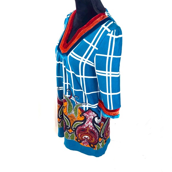 Funky People Windowpane Pattern Turkish Paisley Swimsuit Cover Dress - Picture 2 of 11